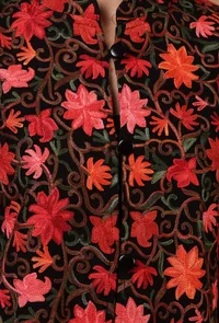 Black & Red Ari Embroidered Kani Short Jacket image 5