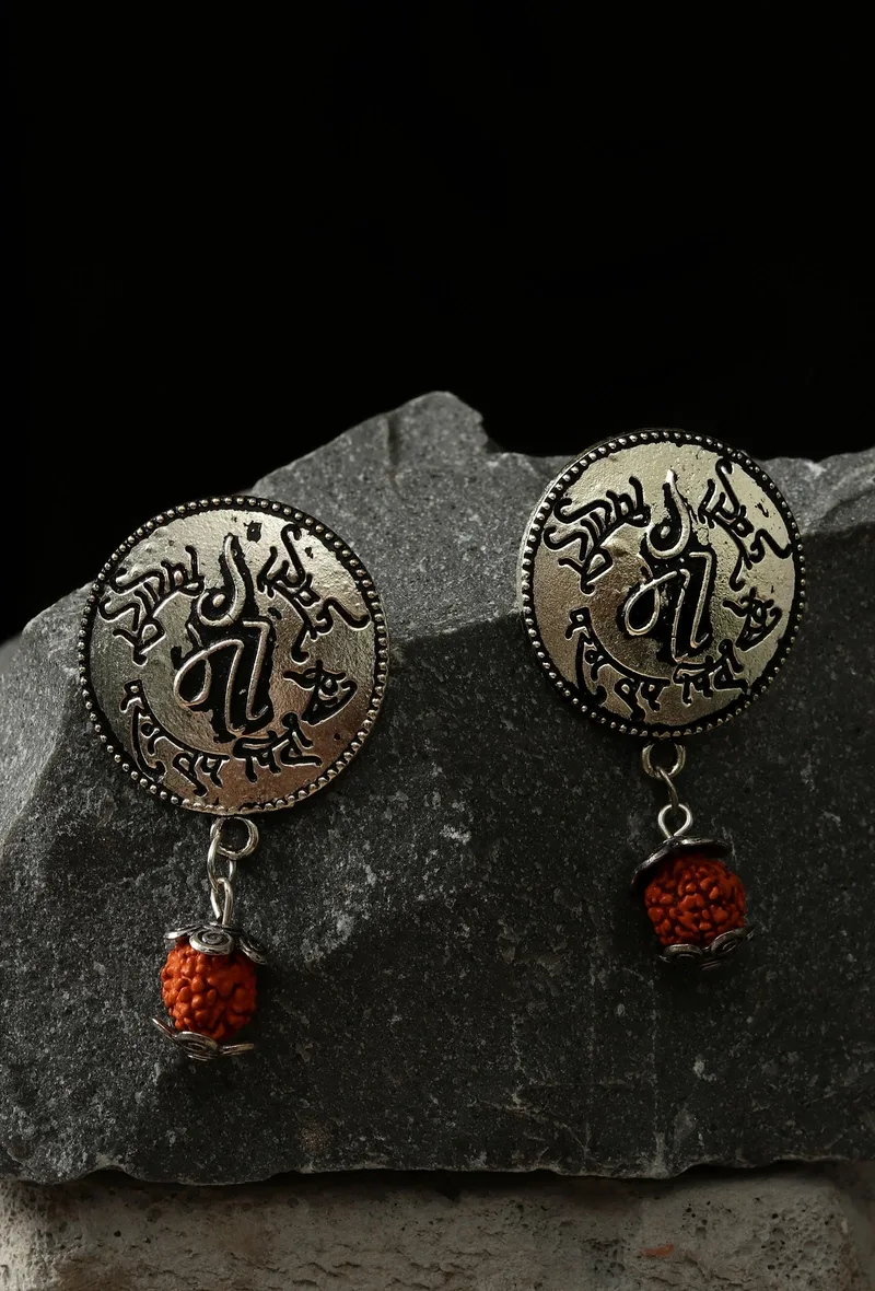 Spiritual Shield Studs with Rudraksha