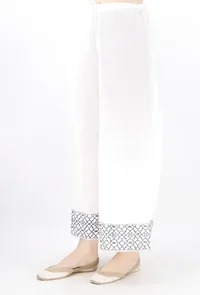 Navy Blue Geometric Handblocked Gota Work Cotton Palazzo image 1