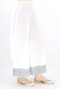 Navy Blue Geometric Handblocked Gota Work Cotton Palazzo image 3