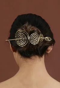 Golden Triveni Spiral Brass Juda Pin image 1