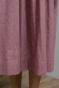 Onion Pink Hand-Block Printed Front Tie Gathered Dress image 5