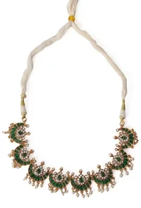 Kemp Jewellery Set In Chand Shape With Stud Earrings In Antique Finish image 4