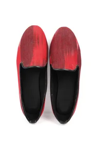 Black & Red Ikat Print Flat Cruelty Free Leather Ballerinas image 2