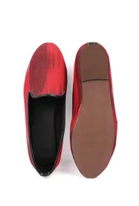 Black & Red Ikat Print Flat Cruelty Free Leather Ballerinas image 3