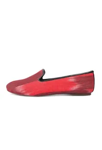 Black & Red Ikat Print Flat Cruelty Free Leather Ballerinas image 4