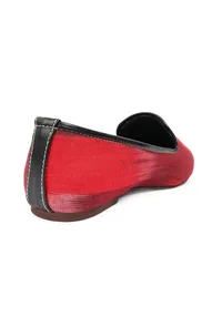 Black & Red Ikat Print Flat Cruelty Free Leather Ballerinas image 6