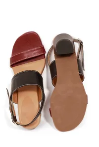 Cherry Red and Black Strap Cushion Padded Heels image 3