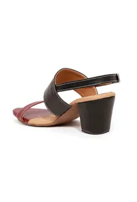 Cherry Red and Black Strap Cushion Padded Heels image 6