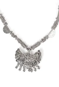 German Silver Designer Pendant Charm With Ghunghru Chain Lightweight Necklace image 3