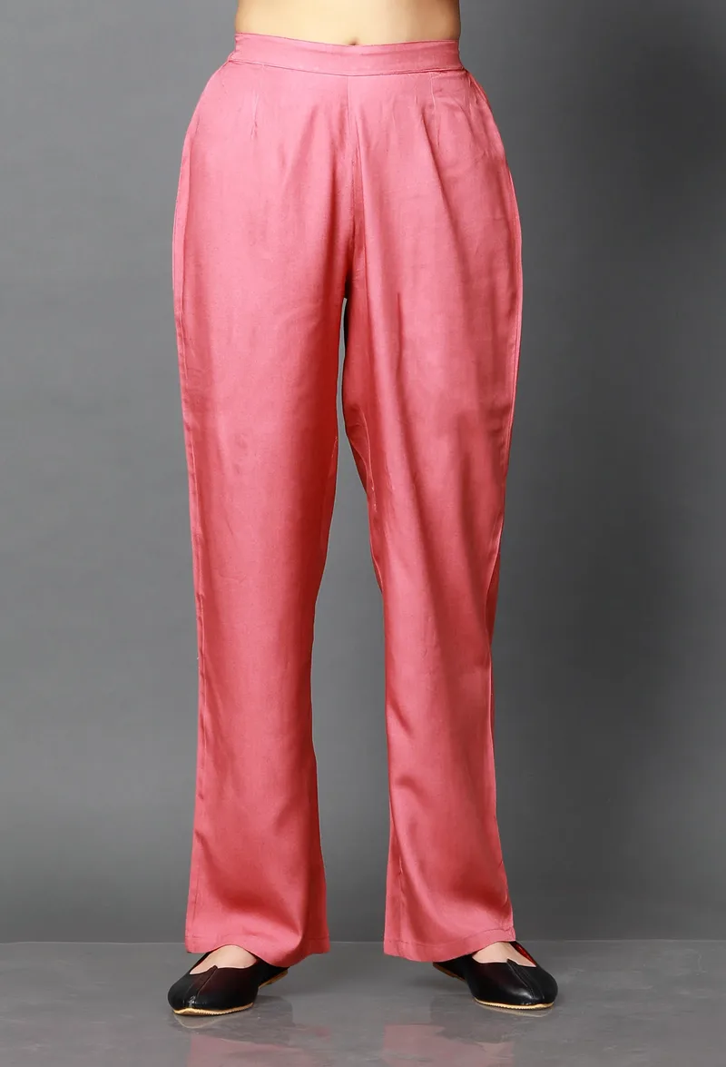 Salmon Pink Bamboo Cotton Pallazo