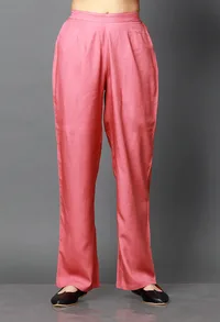 Salmon Pink Bamboo Cotton Pallazo image 1