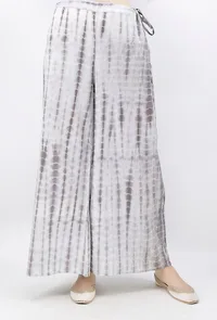 White And Black Tie And Dye Cotton Palazzo image 1