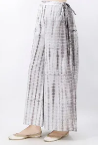 White And Black Tie And Dye Cotton Palazzo image 2
