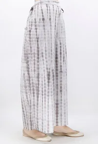 White And Black Tie And Dye Cotton Palazzo image 3