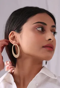 Oval Space Brass Earrings image 1