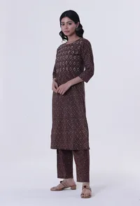 Block Printed Green Color Cotton Kurta image 3