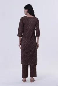 Block Printed Green Color Cotton Kurta image 4