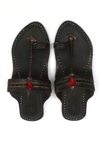 Vanika Tassel Toe-Ring Cruelty-Free Genuine Leather Kolhapur Flats image 2