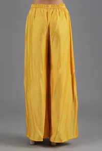 Honey Yellow Chanderi Flared Pant image 4