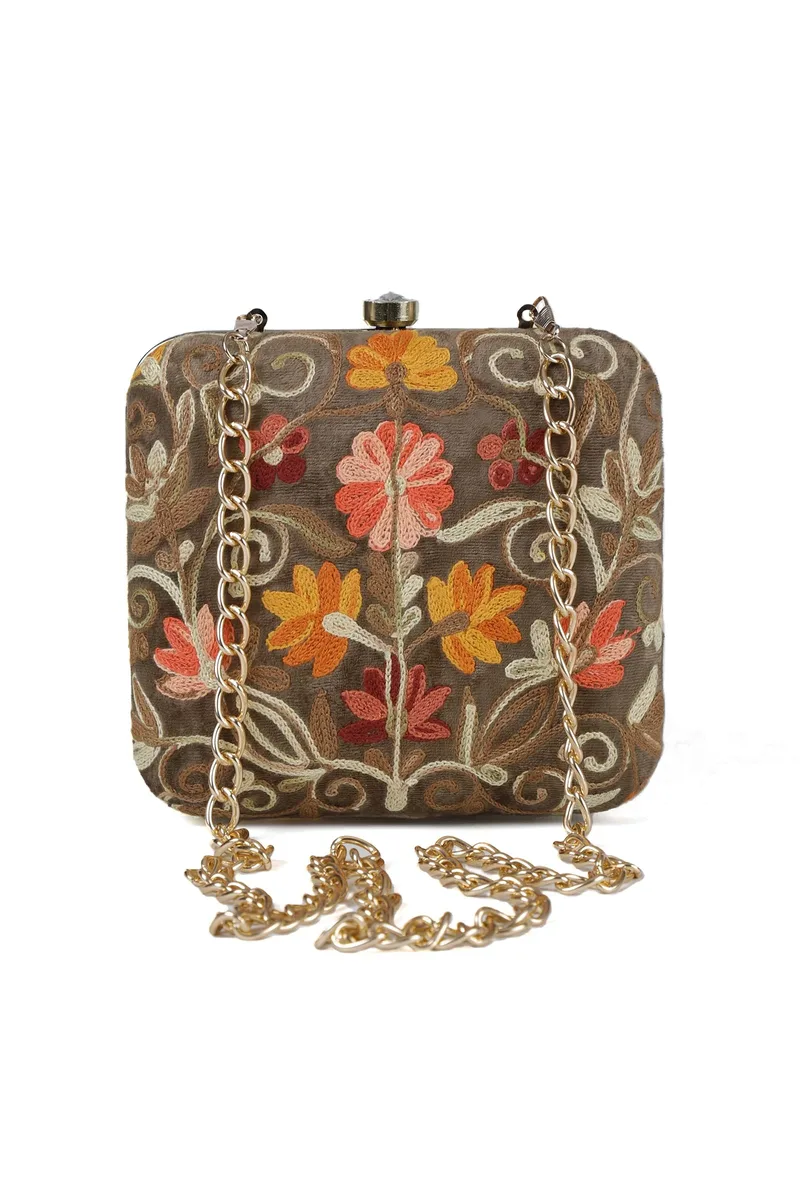 Olive Green velvety box clutch