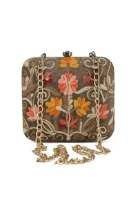 Olive Green velvety box clutch image 1