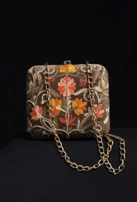 Olive Green velvety box clutch image 3