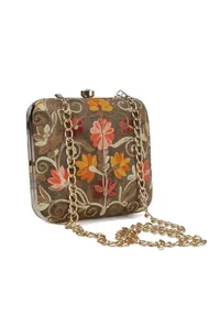 Olive Green velvety box clutch image 4