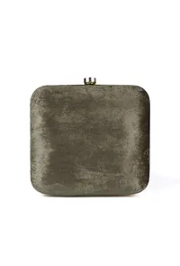 Olive Green velvety box clutch image 5