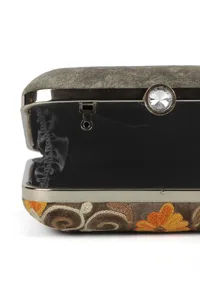 Olive Green velvety box clutch image 6