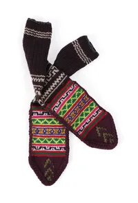 Brown & Multi Hand Knitted Woolen Winter Socks image 2