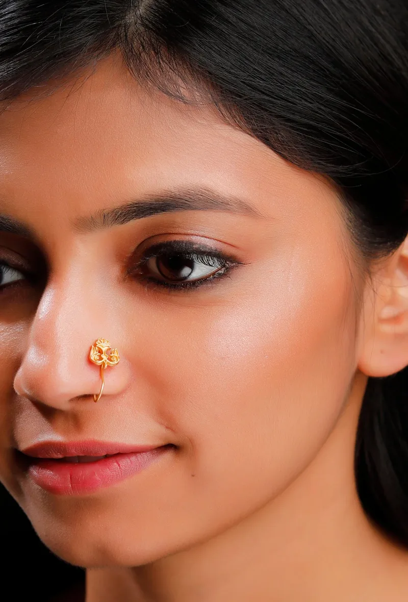 Intricate Gold Motif Brass Nosepin