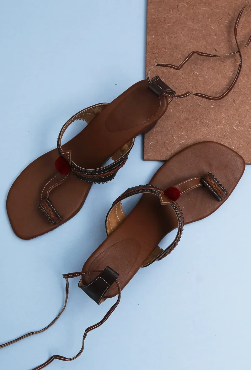 Dark Brown Cruelty Free Leather Heels Sandals