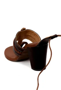 Dark Brown Cruelty Free Leather Heels Sandals image 4