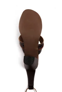 Dark Brown Cruelty Free Leather Heels Sandals image 5