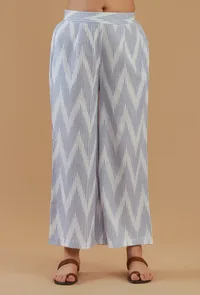 Set of 2: Blue Ikat Cotton Kurta & Pant Set image 4