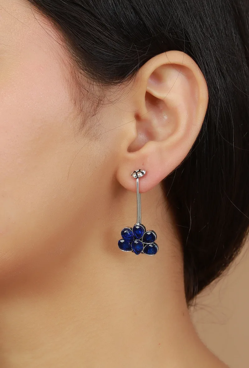 Azure Blossom Drop Bugadi Earrings