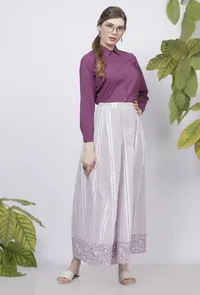 Purple Plain Cotton Shirt image 2