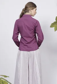 Purple Plain Cotton Shirt image 5