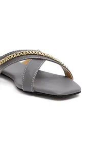 Sepia Grey Criss Cross Cruelty-Free leather Flats image 6