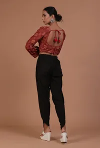 Maroon Cotton Ajrakh Printed Full Sleeve Blouse image 5