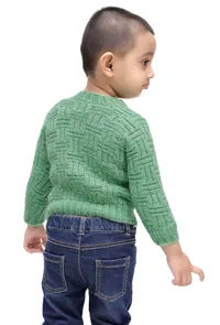 Merry Green Wool Hand Knitted Sweater image 3