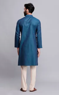 Set of 2: Blue Cotton Kurta and Pajama image 4