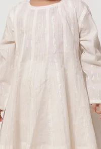 Set of 2 - Coconut White Anarkali Suit with Churidar image 4