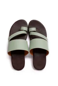 Sky Blue Cruelty Free Leather Sliders image 1