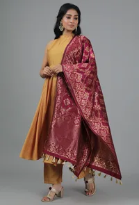 Cherry Red Chanderi Brocade Dupatta image 2