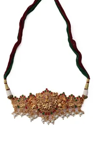 Traditional Laxmi Devi Neck Center Choker Set With Antique Finish image 4