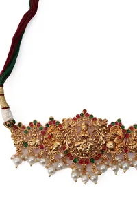 Traditional Laxmi Devi Neck Center Choker Set With Antique Finish image 5