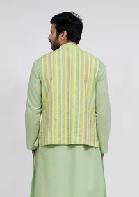 Mint Green Stripe Nehru Jacket image 3