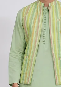 Mint Green Stripe Nehru Jacket image 4